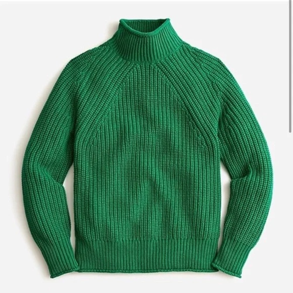 J. Crew Green Ribbed Turtleneck Sweater